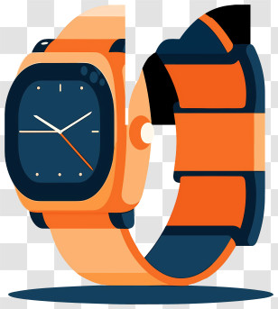 Orange Watch With Black Dial - Orange Smartwatch With Blue Strap Transparent PNG