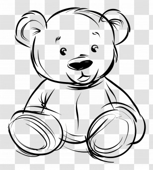 Teddy Bear - Cute Teddy Bear Black And White Sketch Transparent PNG