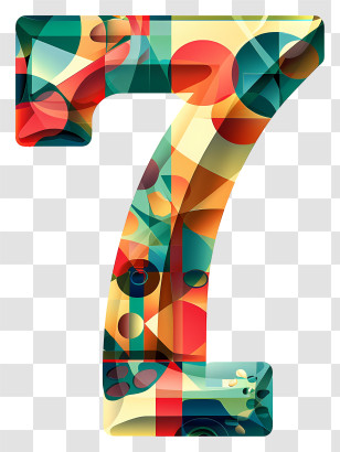 Number 7 - Colorful Geometric Number 7 Transparent PNG