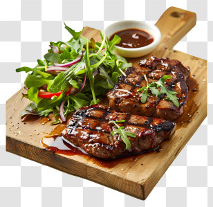 Steak - Grilled Steak Served With Fresh Salad Transparent PNG
