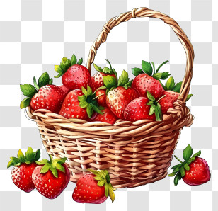 Strawberry Basket Illustrate - Basket Of Strawberries Transparent PNG