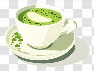 Matcha Tea - Matcha Green Tea In Modern Teacup Art Transparent PNG