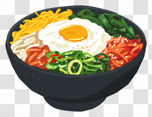 Bibimbap In A Bowl - Delicious Korean Bibimbap Dish Transparent PNG