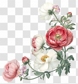 Ranunculus Art - Colorful Flower Bouquet Transparent PNG