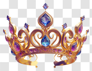 Crown - Golden Crown Decorated With Gemstones Transparent PNG