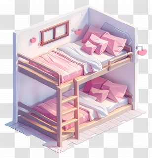 Bunk Beds - Pink Themed Bunk Bed Transparent PNG
