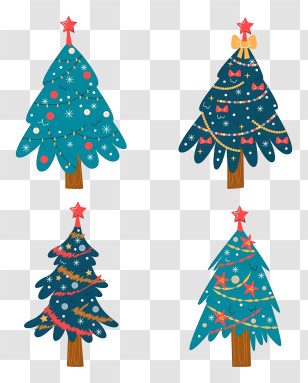 Christmas Trees - Festive Decorated Christmas Trees Transparent PNG