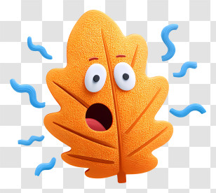 Scared Brown Autumn Leaf - Surprised Autumn Leaf Cartoon Transparent PNG