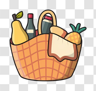 Food - Picnic Basket With Fruits And Wine Transparent PNG