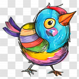 Bird - Colorful Bird Sketch Artwork Transparent PNG