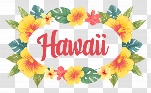 Hawaii - Hawaii Tropical Floral Wreath Illustration Transparent PNG
