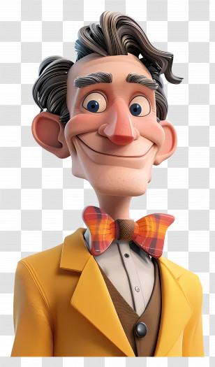 Bill Nye - Cartoon Businessman With Yellow Suit And Bow Tie Transparent PNG