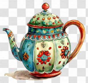 Teapot - Charming Colorful Decorative Teapot Transparent PNG