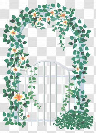 Flower Arch - White Gate With Floral Archway Transparent PNG