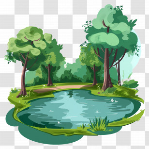 Park Lake - Forest With Trees And Pond Transparent PNG