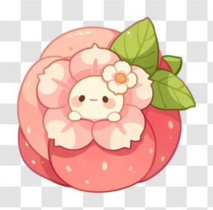 Adorable Peach Flower Mascot Transparent PNG