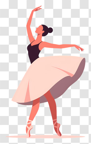 Graceful Beige-Skirt Ballerina Transparent PNG
