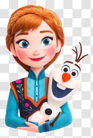 Frozen Anna Holding Olaf - Girl Hugging A Snowman Transparent PNG