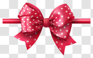 Red Ribbon - Red Bow With White Polka Dot Pattern Transparent PNG