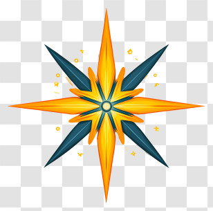 Glowing Star - Orange And Blue Star With Compass Design Transparent PNG