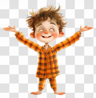 Boy - Happy Child In Orange Pajamas Transparent PNG