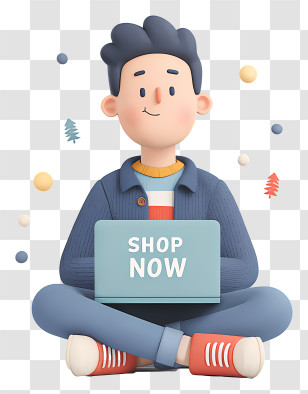 Man Shop Now - Young Shopper Cartoon — Shop Now Transparent PNG