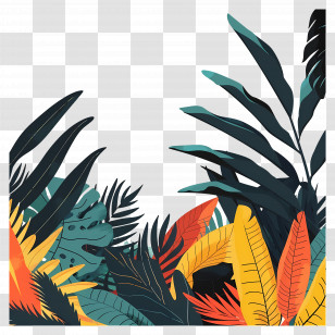 Jungle - Tropical Plants Border Illustration Transparent PNG