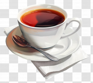 Black Tea - Hot Cup Of Tea Or Coffee With Saucer Transparent PNG
