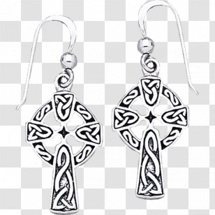 Earring Cross Charms & Pendants Body Jewellery Silver - Black - Celtic Axe Drawing Transparent PNG