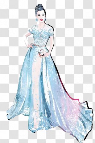 Blue Skirt Fashion Actor Illustration - Silhouette - Hand Painted Dress Actress Transparent PNG