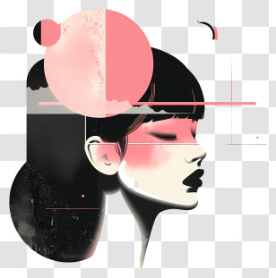 Thinking - Modern Abstract Female Portrait Illustration Transparent PNG