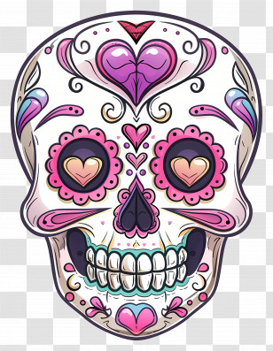 Colorful Sugar Skull - Colorful Sugar Skull For Day Of The Dead Celebrations Transparent PNG