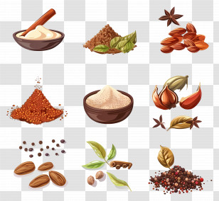 Illustration Of Various Spices - Illustration Of Various Spices In Bowls And Loose Transparent PNG