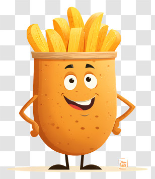 National Potato Day - French Fries Character Cartoon Transparent PNG