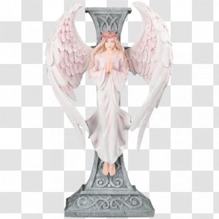 Statue Figurine Angel M Christian Cross P!nk - Prayer Transparent PNG