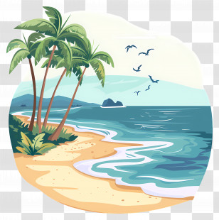 Beach Shore - Beautiful Tropical Beach With Palm Trees Transparent PNG