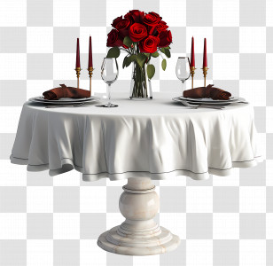 Romantic Dinner Table - Romantic Dinner Table With Roses Transparent PNG