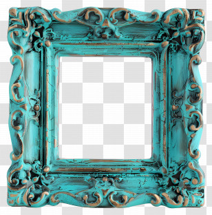 Teal Wooden Frame - Teal Antique Decorative Picture Frame Transparent PNG