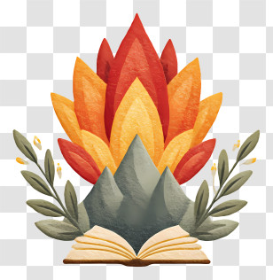Knowledge Logo - Fiery Book Emblem Illustration Transparent PNG