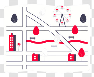 City Map - City Map With Ferris Wheel Transparent PNG