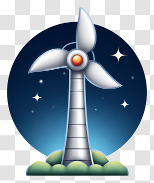 Flat Wind Turbine - Wind Turbine At Night With Stars Transparent PNG