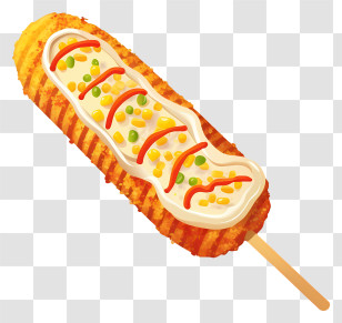 Fried Chicken - Corn Dog With Toppings Illustration Transparent PNG