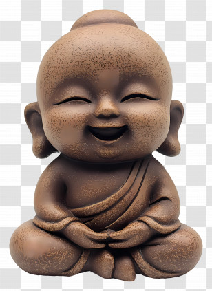 Cute Buddha - Smiling Monk Figurine In Meditation Pose Transparent PNG