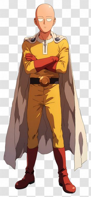 Saitama - Animated Superhero In Yellow Costume Transparent PNG