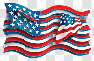 4th Of July - American Waving Flag Illustration Transparent PNG
