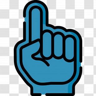Foam Finger - Blue Foam Finger For Sports Fans Transparent PNG