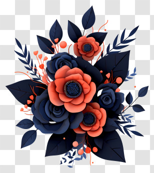 Elegant Flower Art - Colorful Floral Bouquet Illustration Transparent PNG