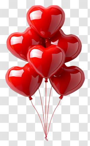 Heart Balloons - Red Heart-Shaped Balloons For Love Celebrations Transparent PNG