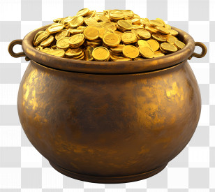 Pot Of Gold - Pot Of Gold Coins Transparent PNG