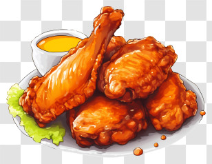 Fried Chicken - Spicy Buffalo Wings With Dressing Transparent PNG
